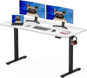 Electric Standing Desk 140x80cm Adjustable Sit Stand Table White Top