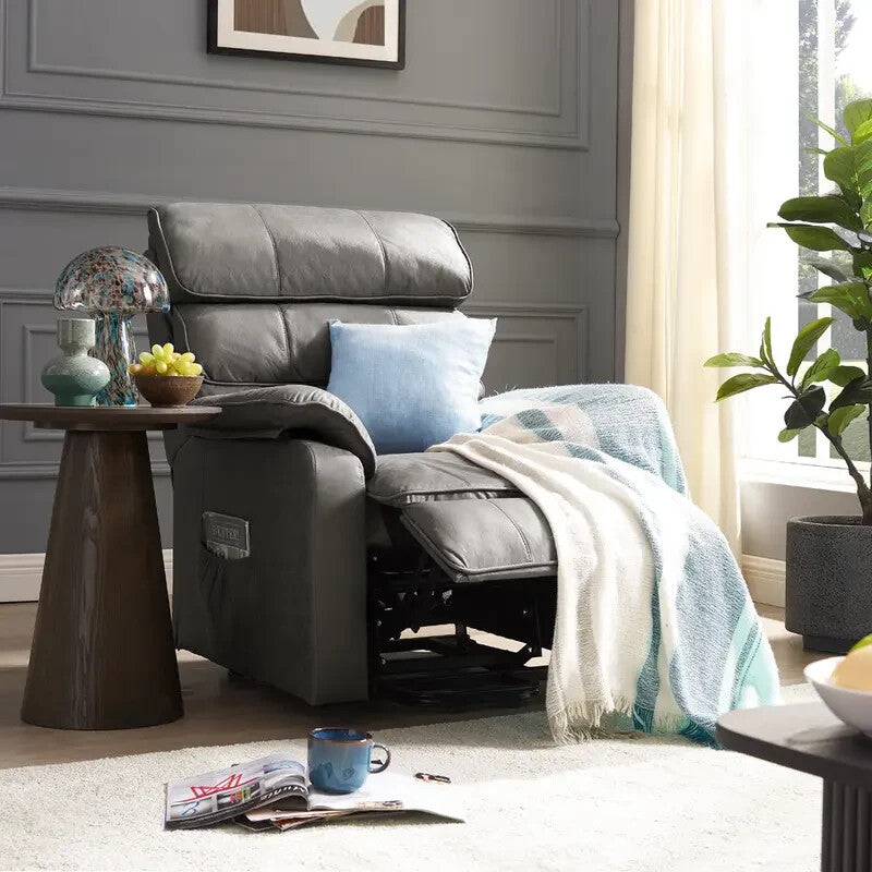 Electric Riser Recliner Chair Lift Tilt Armchair Dark Grey Air Leather