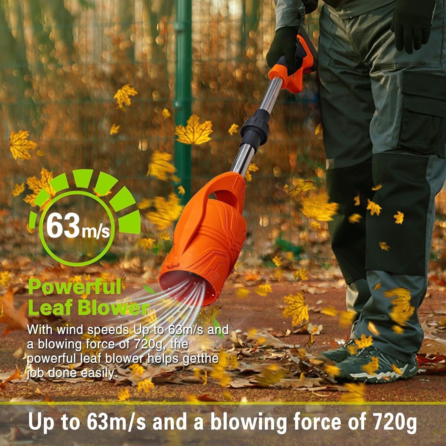 Cordless Leaf Blower 20V Dual Battery Lightweight Foldable 150MPH Garden