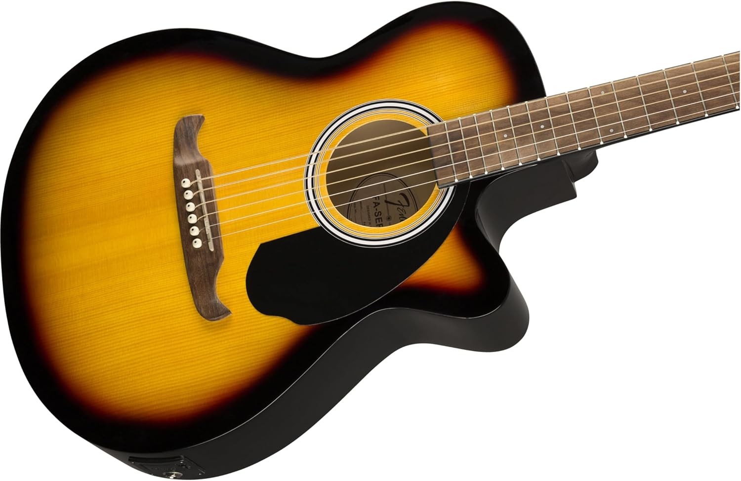 Concert Acoustic Electric Guitar Sunburst Cutaway Walnut