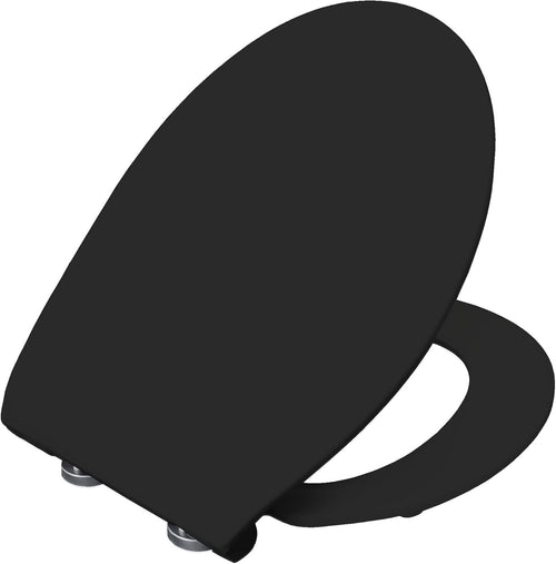Slim Soft Close Toilet Seat Matt Black Antibacterial Click & Clean