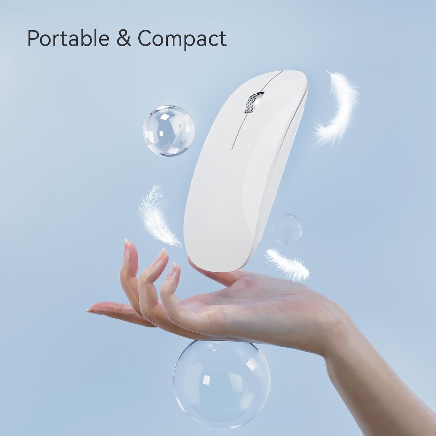 Ultra Slim Rechargeable Bluetooth Mouse Silent Triple Mode USB-C Laptop Tablet