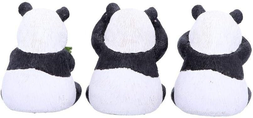 Three Wise Panda Figurines Resin 8.5cm Cute Ornament Set Home Decor Gift