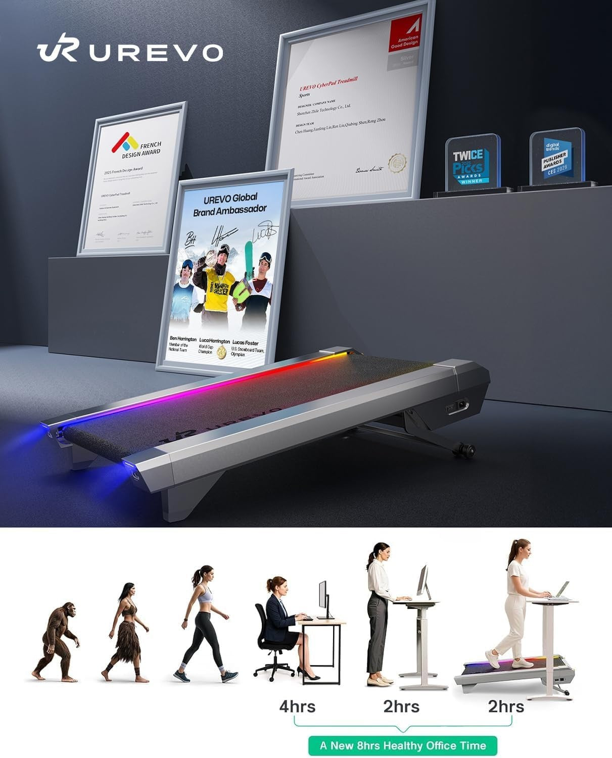 Under Desk Walking Pad Treadmill 14% Auto Incline Quiet Home Office