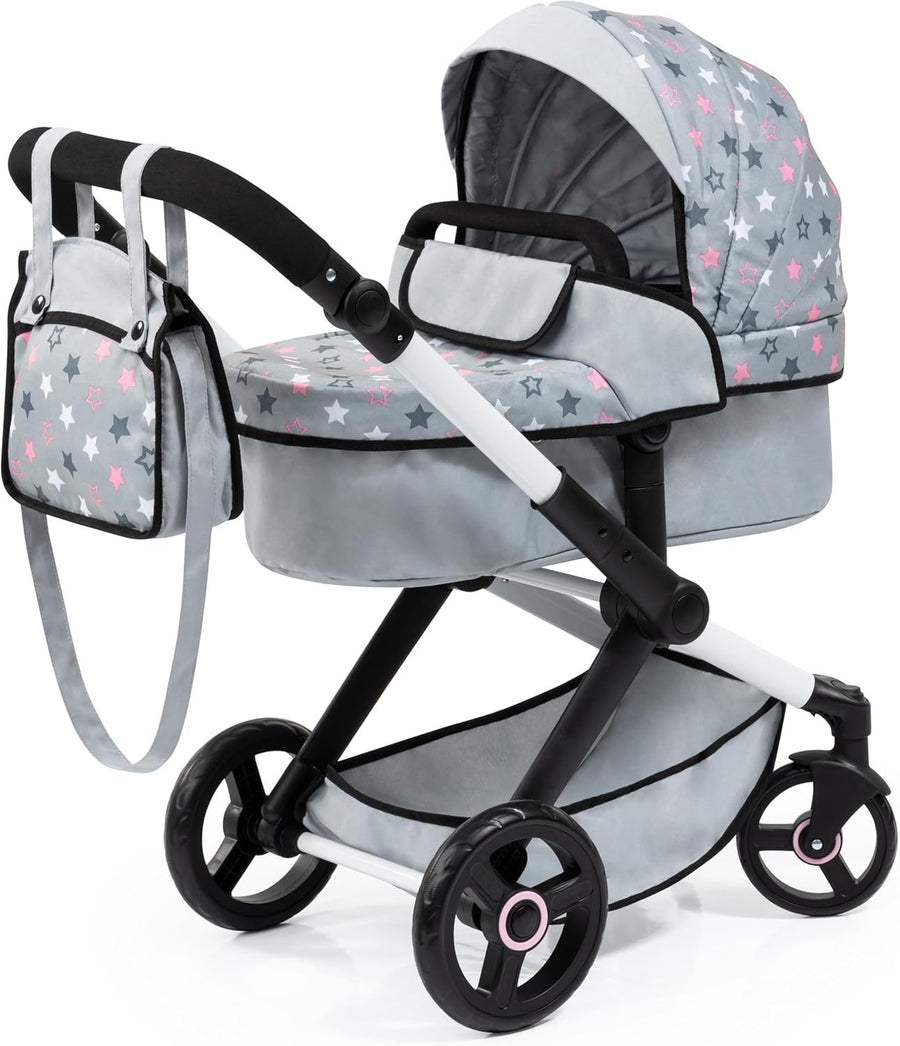 3in1 Dolls Pram Pushchair Carrycot Set Tall Adjustable Handle Toy Buggy