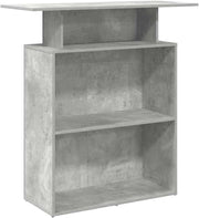 Concrete Grey Reception Desk 100x40x104cm Modern Counter with Storage Shelf