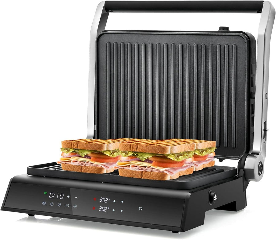 3-in-1 Panini & Sandwich Maker Electric Grill 1200W Non-Stick Glass Top