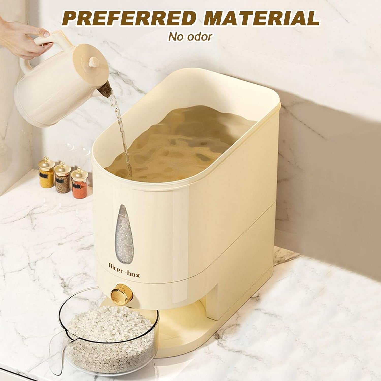 Airtight Rice Storage Container Food Dispenser Bucket Kitchen Grain Bin
