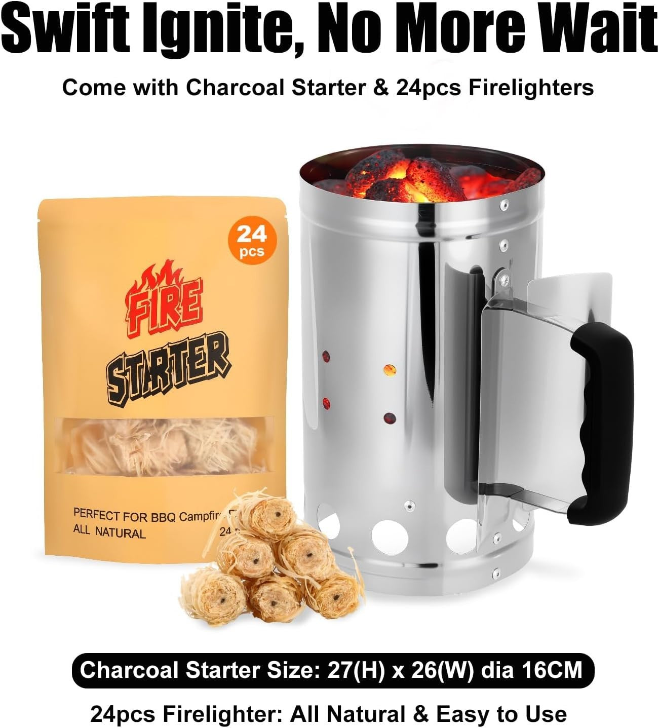 XL Charcoal Smoker BBQ Grill with Charcoal Starter | Barrel Drum Grill