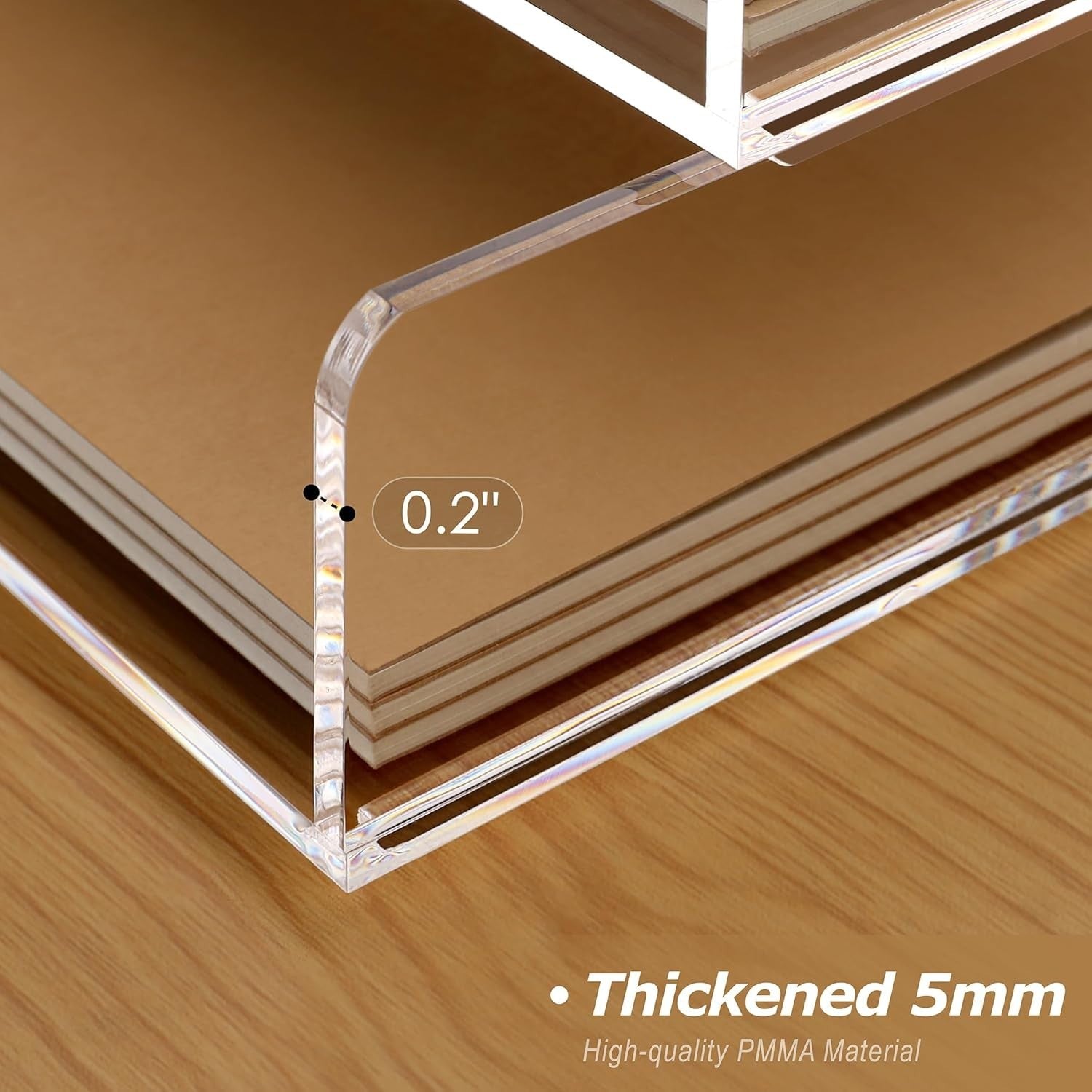 2 Pack Clear Acrylic A4 Tray Stackable Desk File Organizer