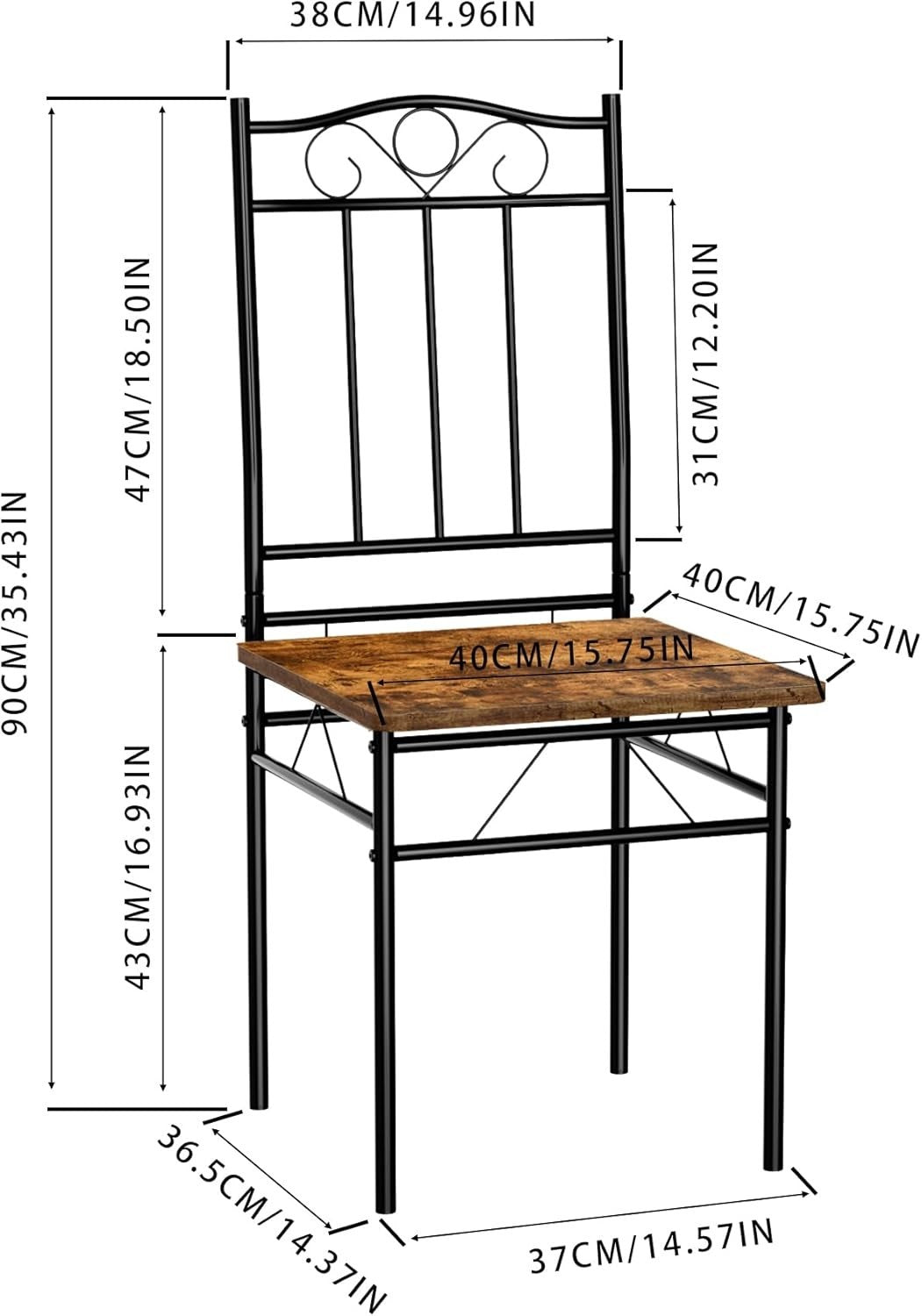 Vintage Rectangular Dining Set 4 Chairs Rustic Wood Kitchen Table Compact