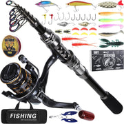 2.1M Telescopic Carbon Fiber Fishing Rod & Spinning Reel Combo Kit