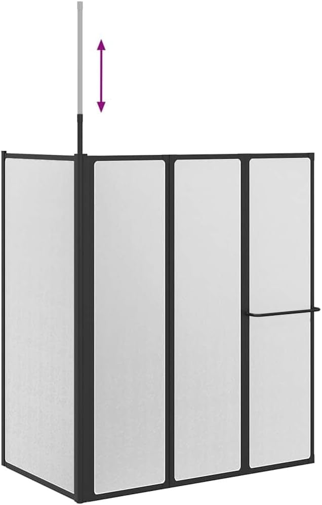 Black Aluminium Folding Shower Screen 120x70x137cm Waterproof Panel