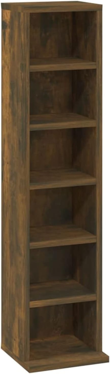 Smoked Oak CD Storage Cabinet Media Shelf DVD Organizer Bookcase Unit