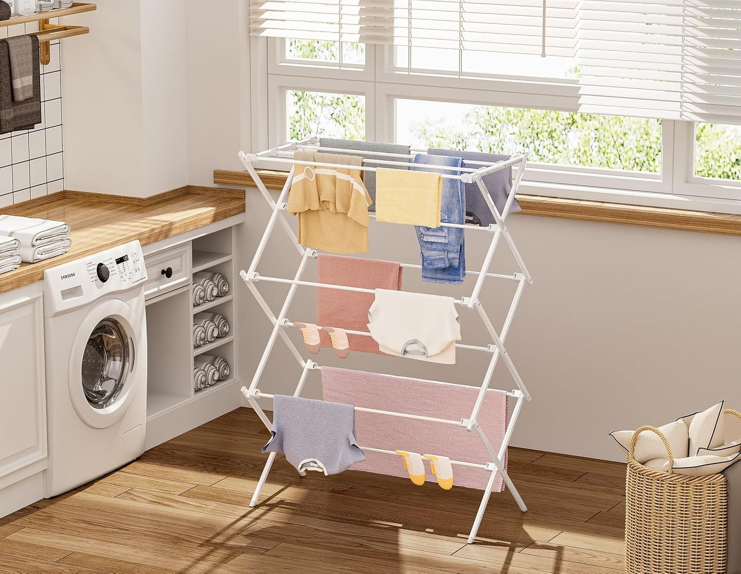 3 Tier Foldable Clothes Airer Heavy Laundry Drying Rack Indoor Outdoor