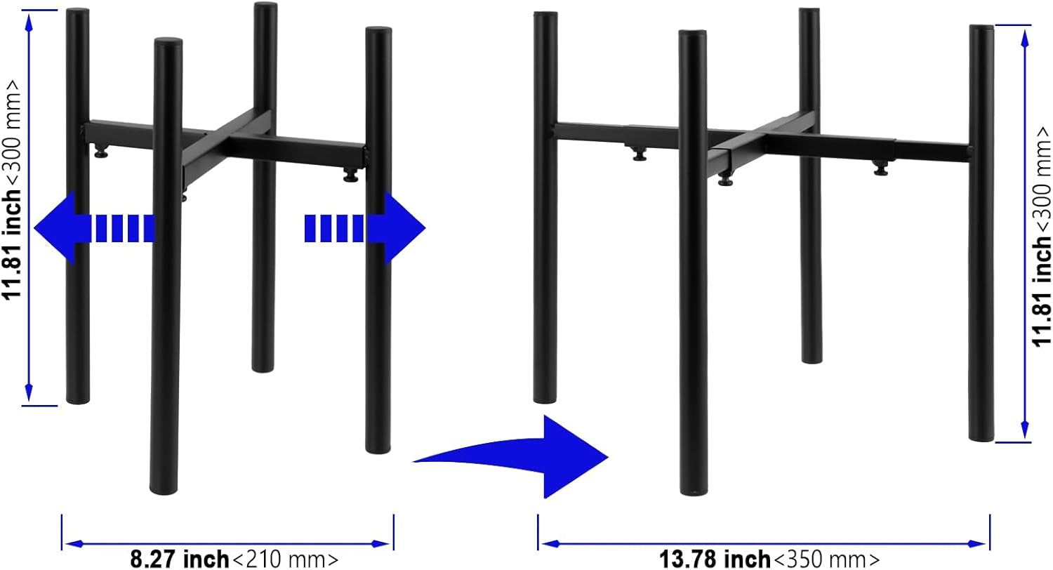 2 Pack Adjustable Metal Plant Stands Black Indoor Outdoor Flower Pot Holders
