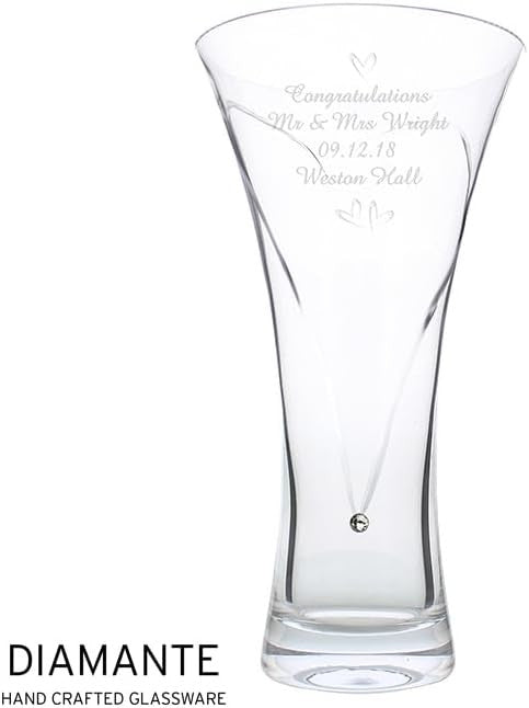 Personalised Crystal Vase Hand Cut Engraved Gift for Wedding Anniversary