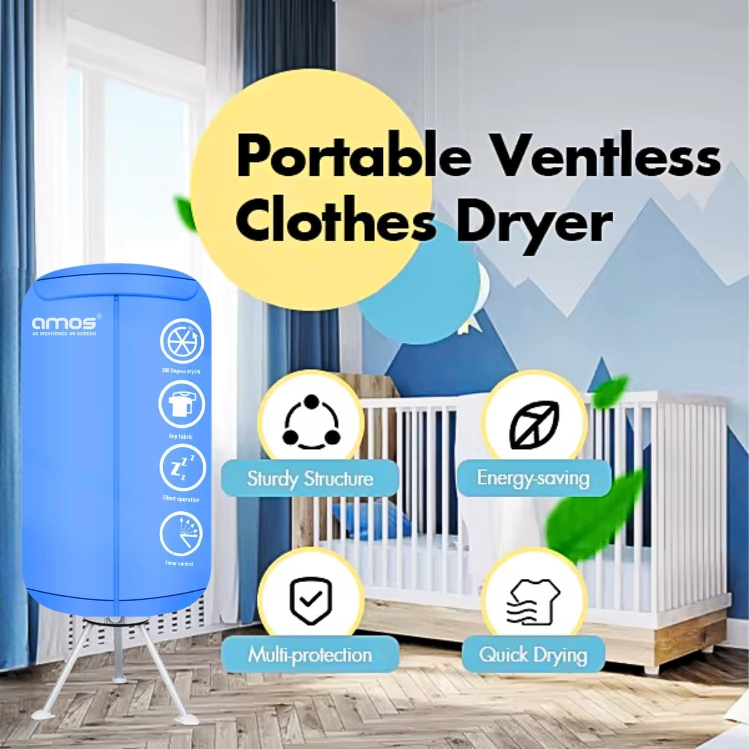 Electric Clothes Dryer Heated Airer 10kg Folding Dry Pod Fast Drying Rack