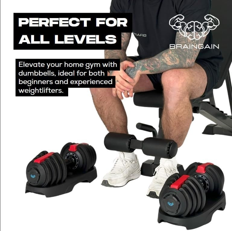 Adjustable Dumbbells Pair Space-Saving Smart Click Home Gym Weights