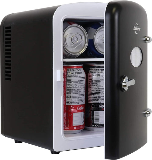 Retro 4L Mini Fridge Cooler Portable Compact Bedroom Office Black
