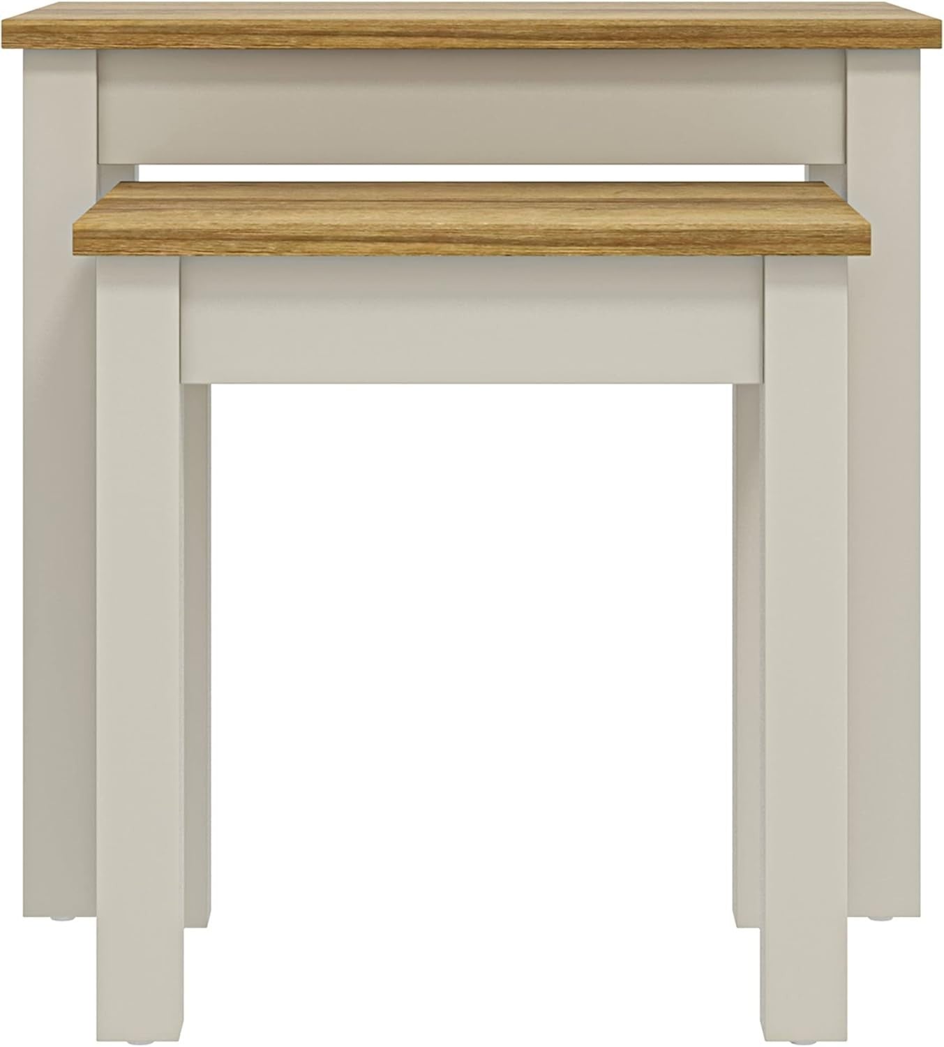 Nesting Side Tables Set of 2 Coffee End Table Wood Light Grey Small Space