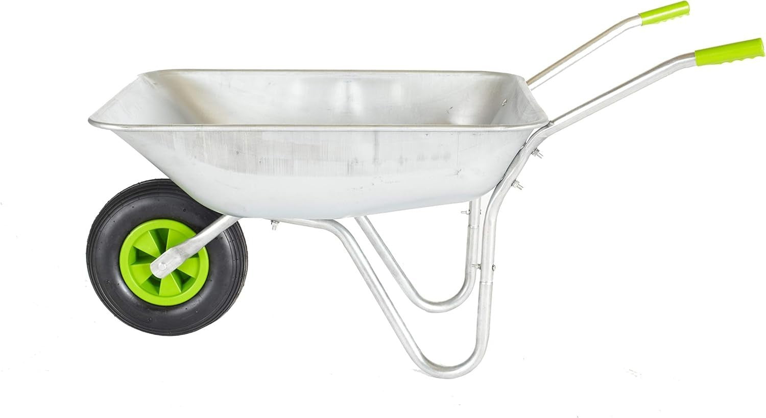 65L Garden Wheelbarrow – Galvanised Steel Tray w/ Pneumatic Tyre for Heavy Loads