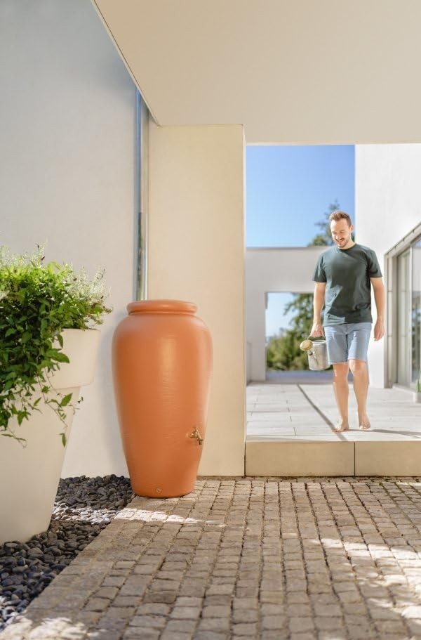 300L Rainwater Amphora Water Butt, Terracotta Garden Collector