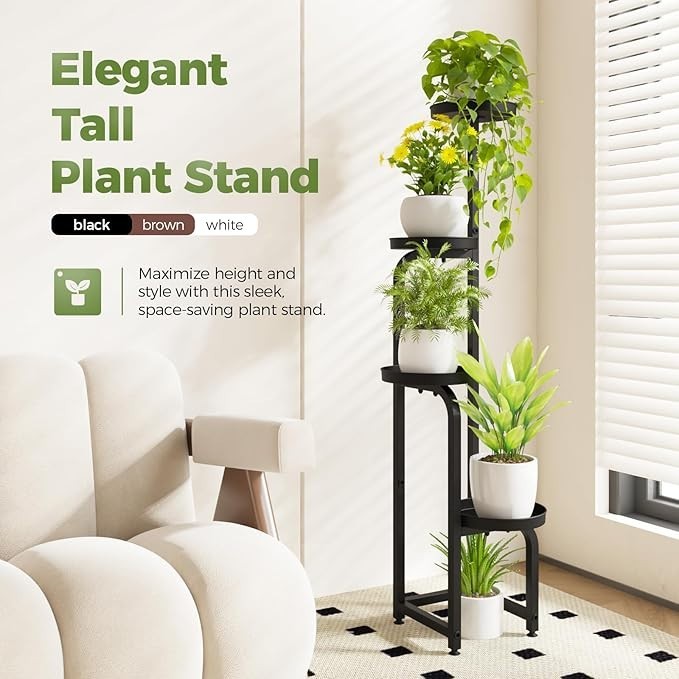 4 Tier Tall Metal Plant Stand Indoor Outdoor Black Flower Shelf Display Rack