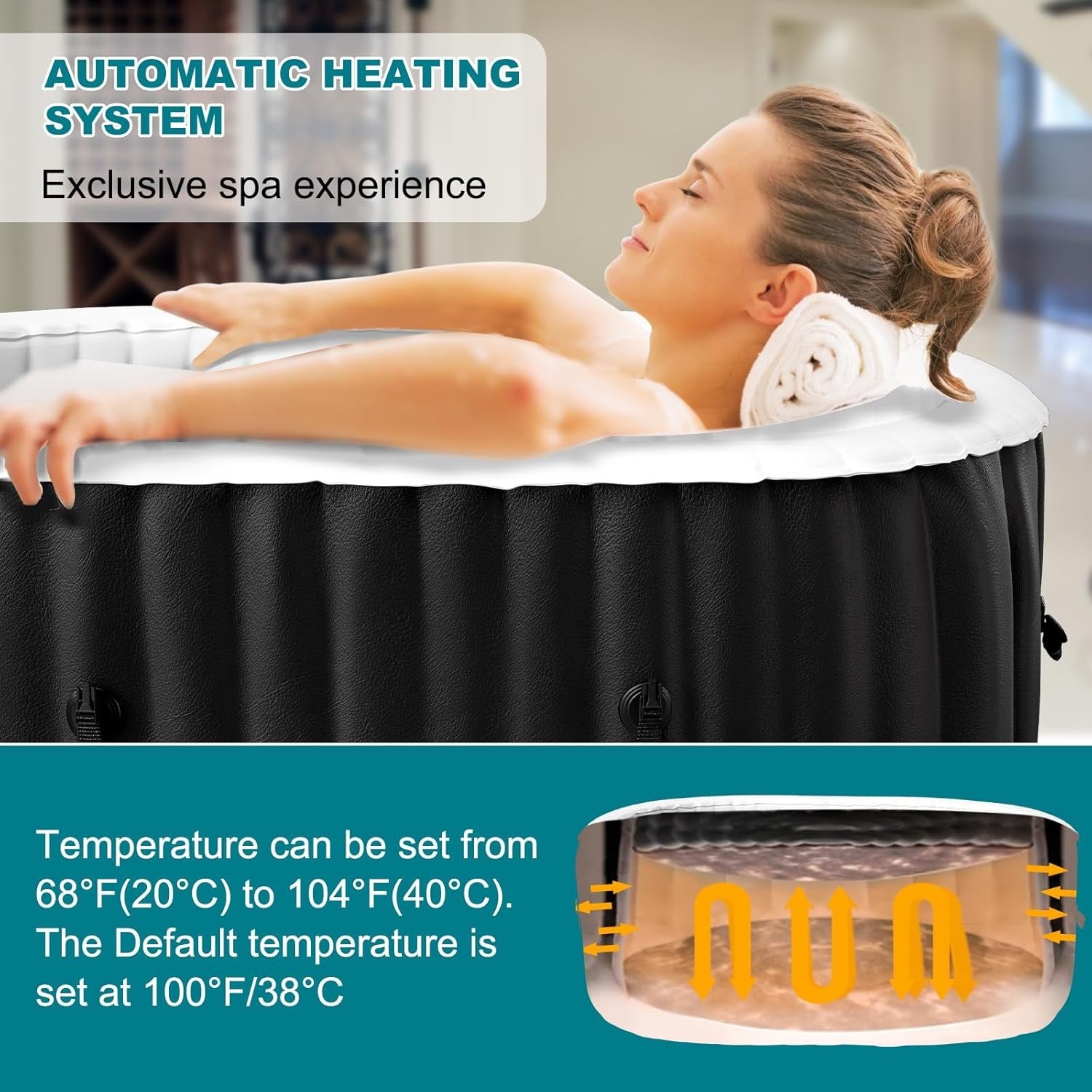 1–2 Person Inflatable Hot Tub Oval Spa 100 Air Jets Heated Portable