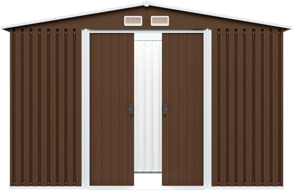 8x6FT Large Metal Garden Shed Outdoor Storage with Sliding Doors & 4 Air Vents