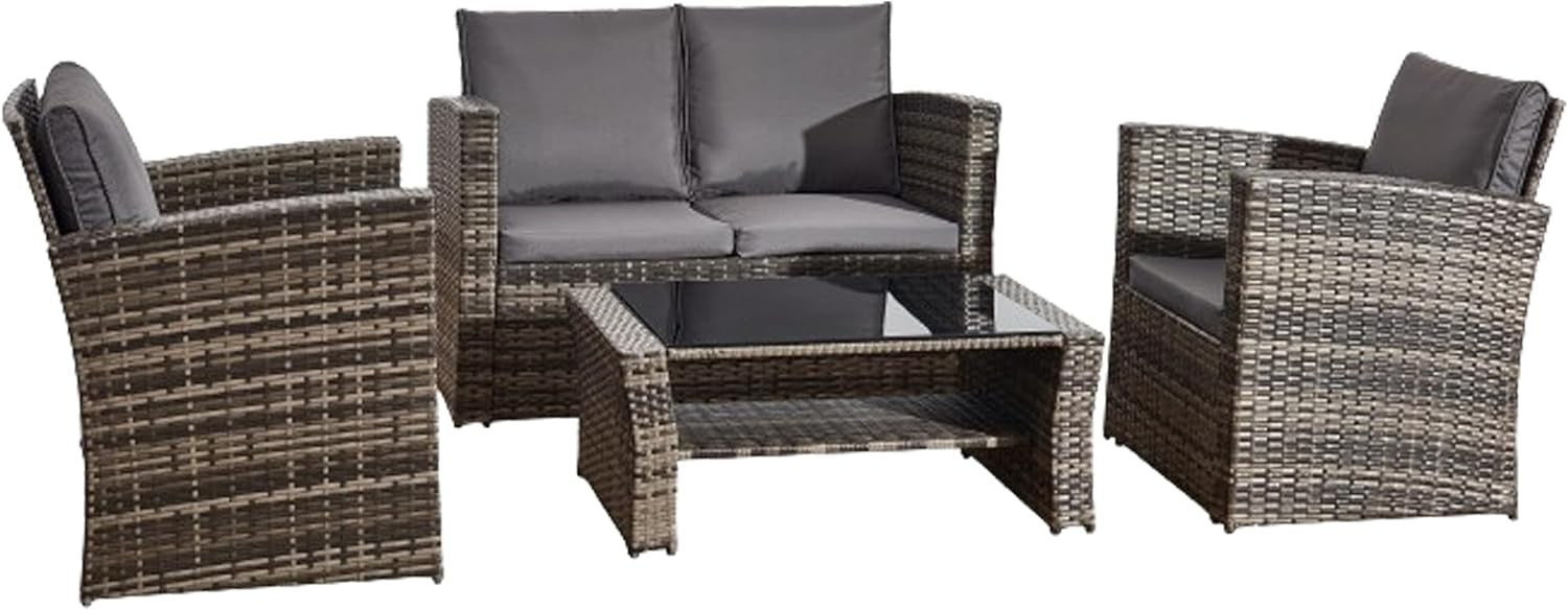 4 Seater Rattan Garden Furniture Set Outdoor Sofa Chairs Table Patio