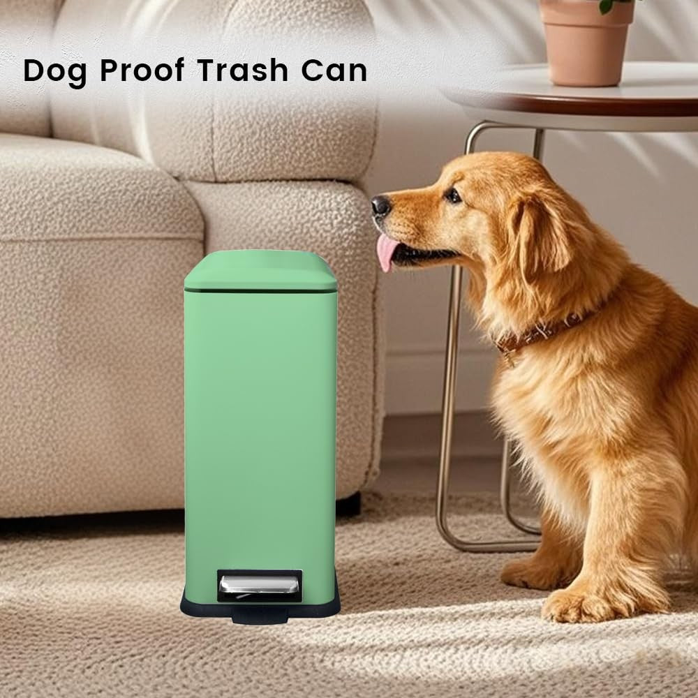 17L Kitchen Pedal Bin Soft Close Stainless Steel Green