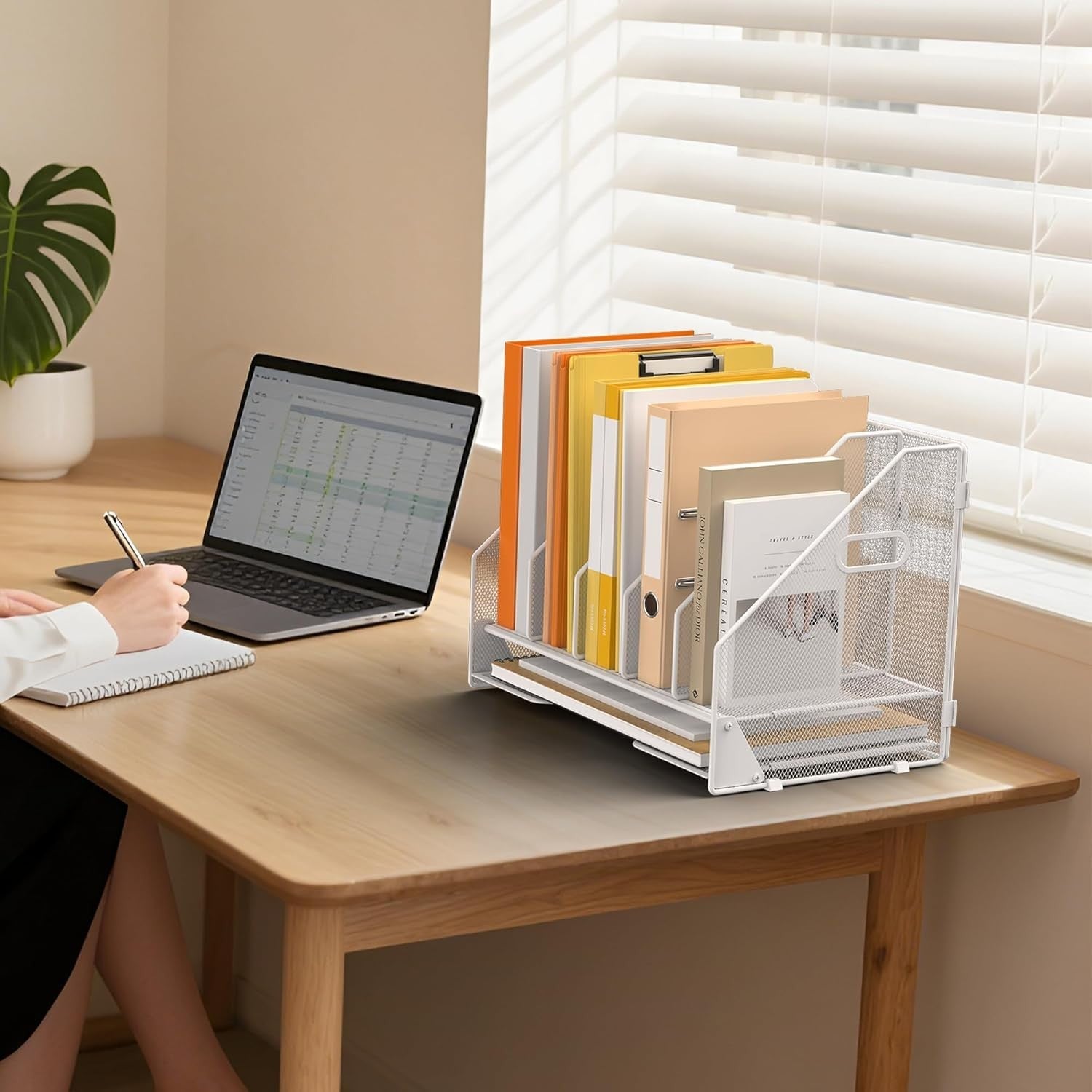 5-Tier Desk File Organizer | Vertical Mesh Magazine Holder & Paper Tray