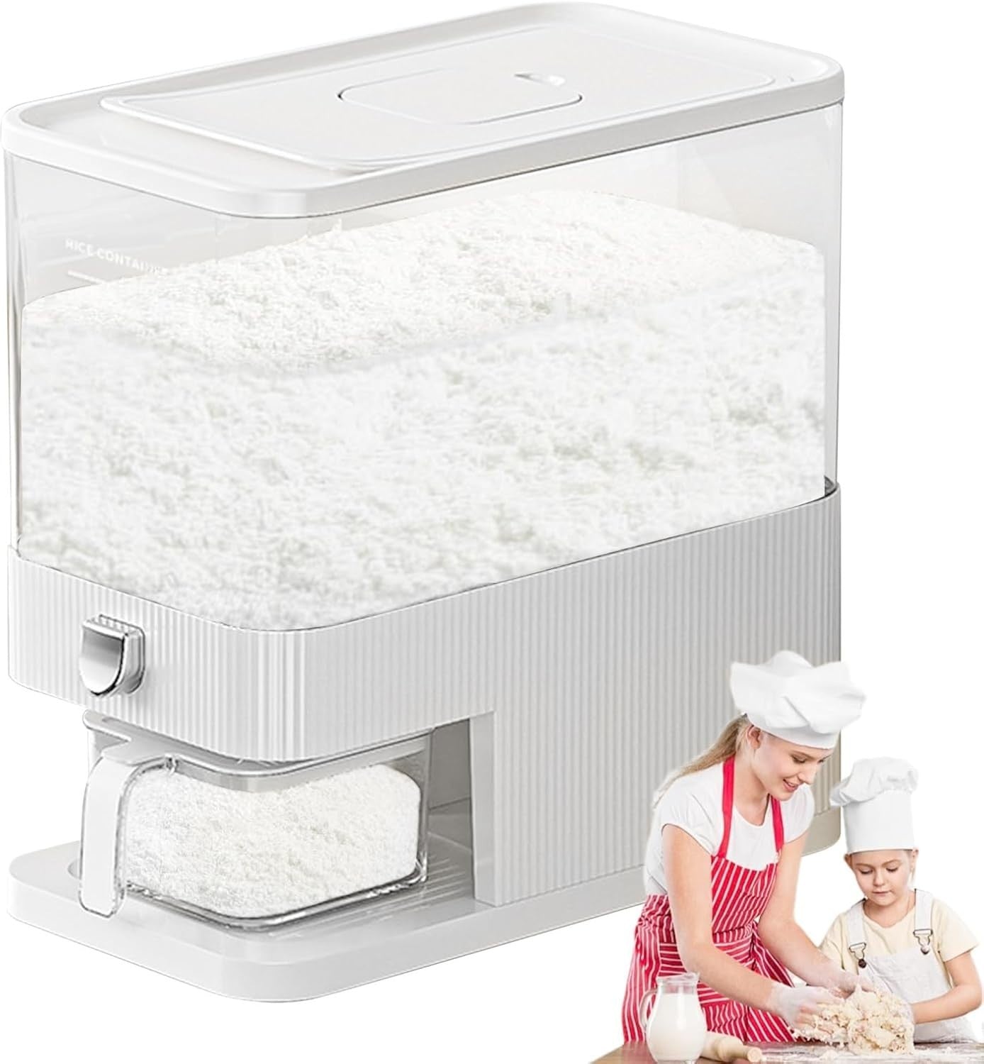 5kg Rice Dispenser Airtight PP Grain Storage w Measuring Cup