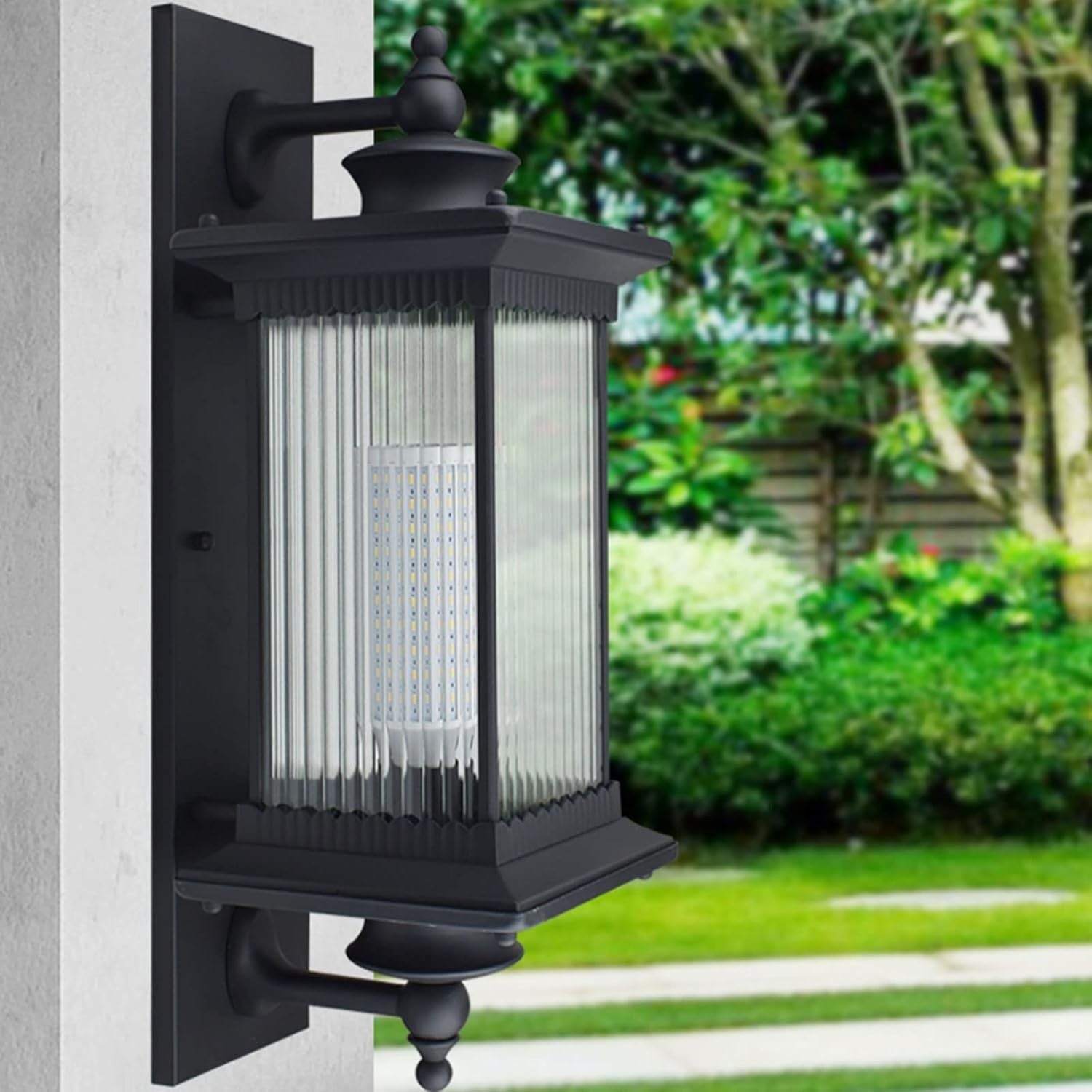 Vintage Outdoor Wall Lantern – Black Waterproof E27 Garden Light
