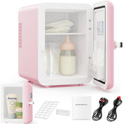 4L Mini Fridge Pink Portable AC/DC Cooler Warmer Bedroom Car Use