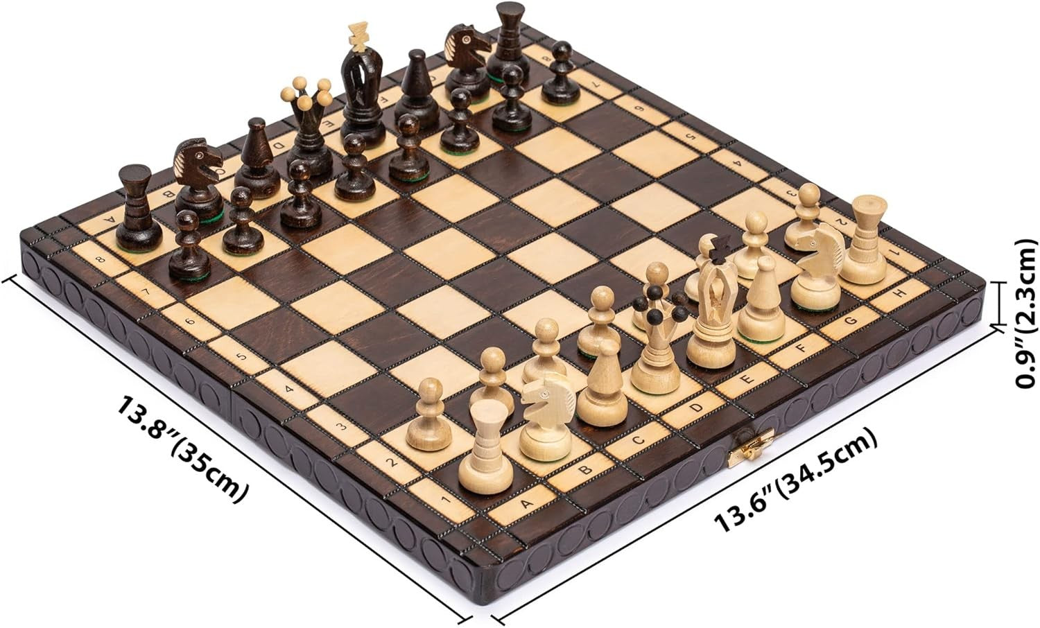 Luxury Wooden Chess Set Medium Size • Handcrafted Pieces • Folding Board