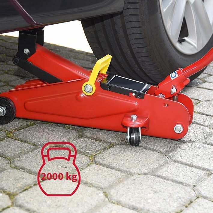 2 Ton Hydraulic Trolley Jack Heavy Duty Car Lift 135–342mm Compact Red