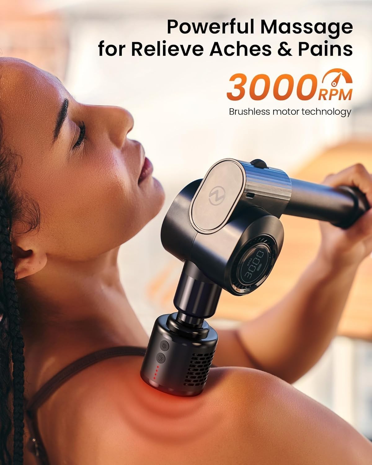 Deep Tissue Massage Gun Hot Cold Therapy Long Handle 32 Speeds Pain Relief