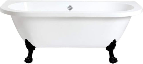 White Double Ended Back to Wall Bath 1685x780mm Black Claw Feet