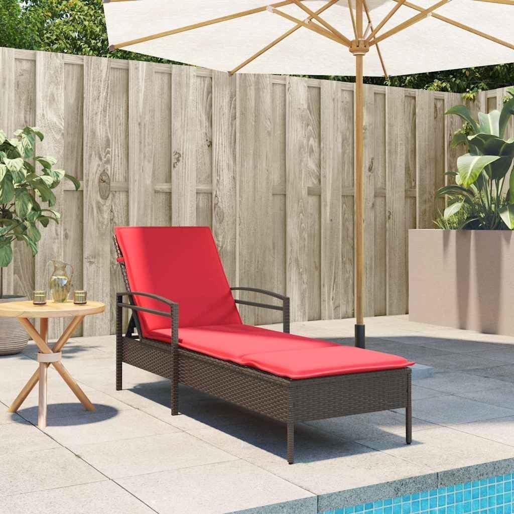 Adjustable Outdoor Sun Lounger with Cushion Weather-Resistant PE Rattan Patio