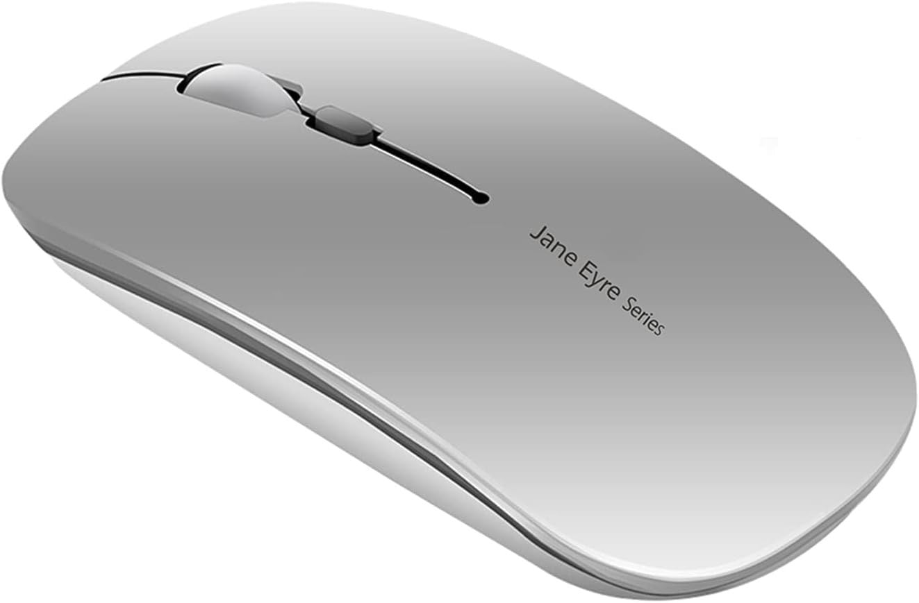 Slim Wireless Mouse Rechargeable Silent 2.4G 1600 DPI Silver