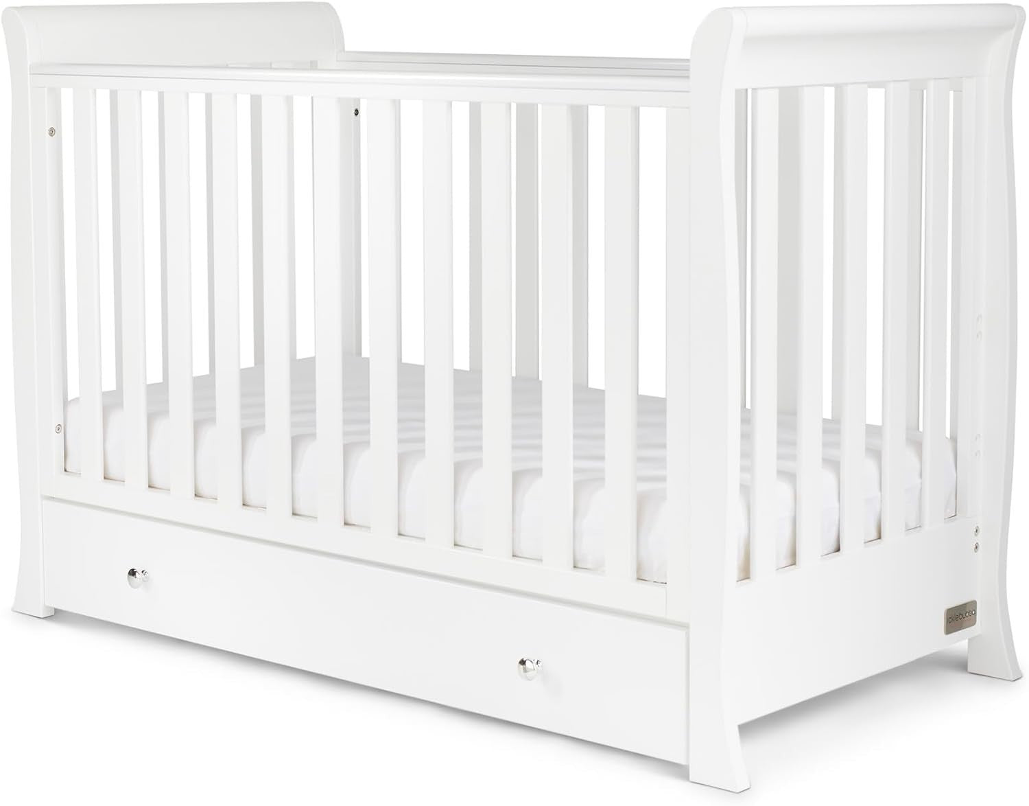 4in1 Convertible Baby Cot Bed Adjustable Height Sleigh Crib w/ Storage White