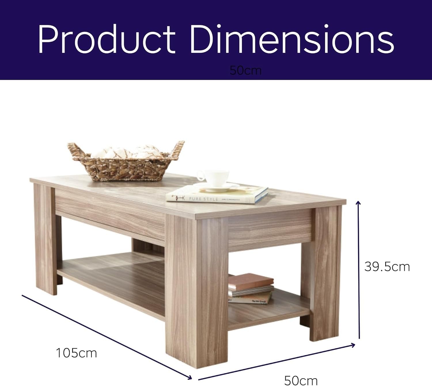 Lift Top Coffee Table with Hidden Storage & Shelf – Walnut Modern Space Saver