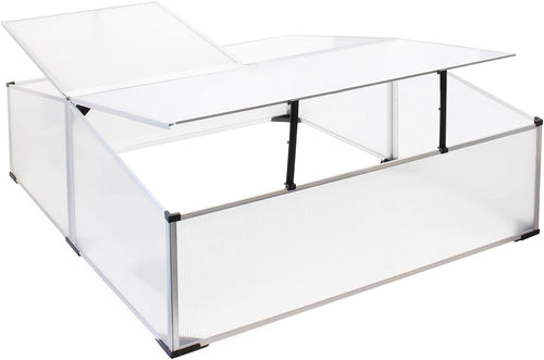 Aluminium Cold Frame Greenhouse 100x120x40cm Double Roof Polycarbonate