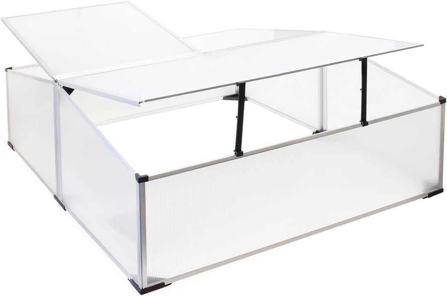 Aluminium Cold Frame Greenhouse 100x120x40cm Double Roof Polycarbonate