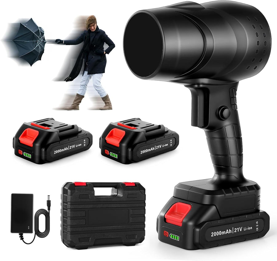 Cordless Leaf Blower 250000RPM Turbo Jet Air Duster with 2 Batteries