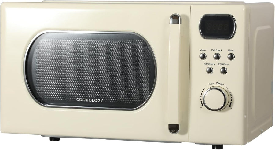 20L Retro Microwave 800W 8 Auto Programs 5 Power Levels Cream