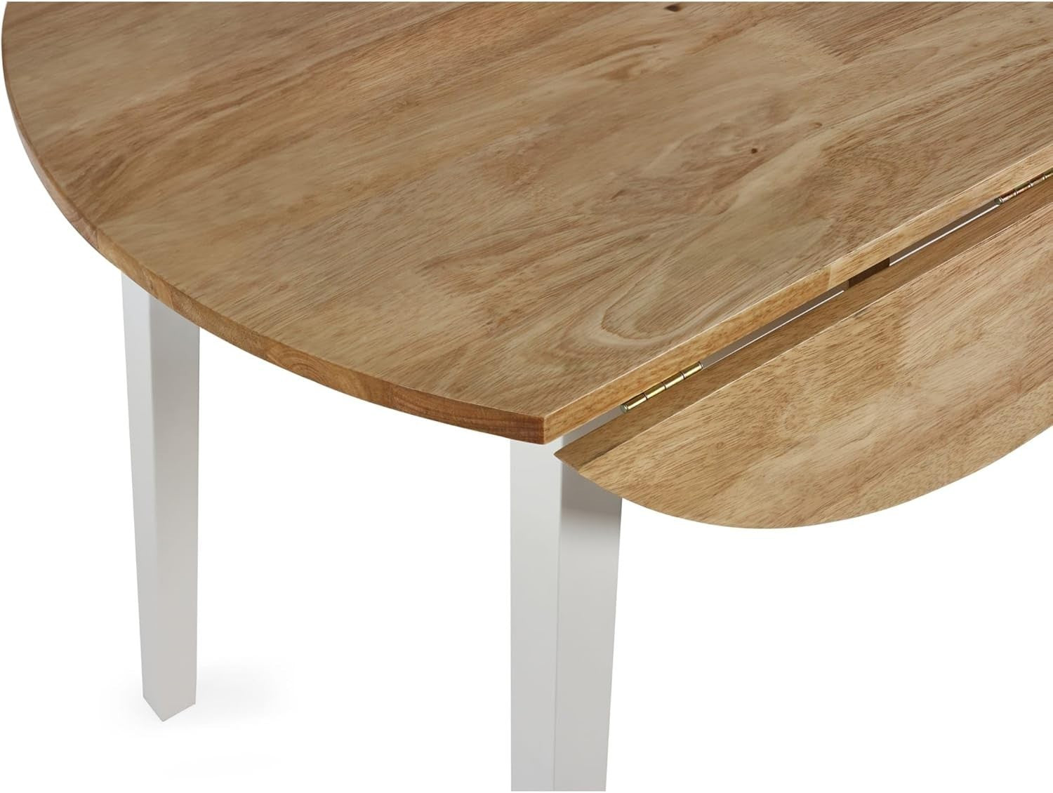 Round Drop Leaf Wooden Dining Table Space Saving Natural Finish