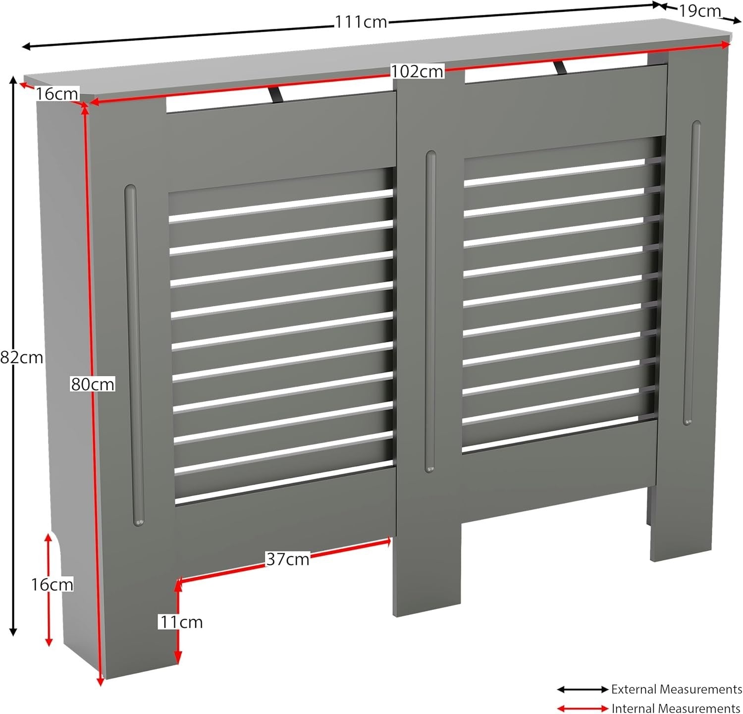 Medium Olive Grey Radiator Cover MDF Cabinet Modern Style 111x82x19cm